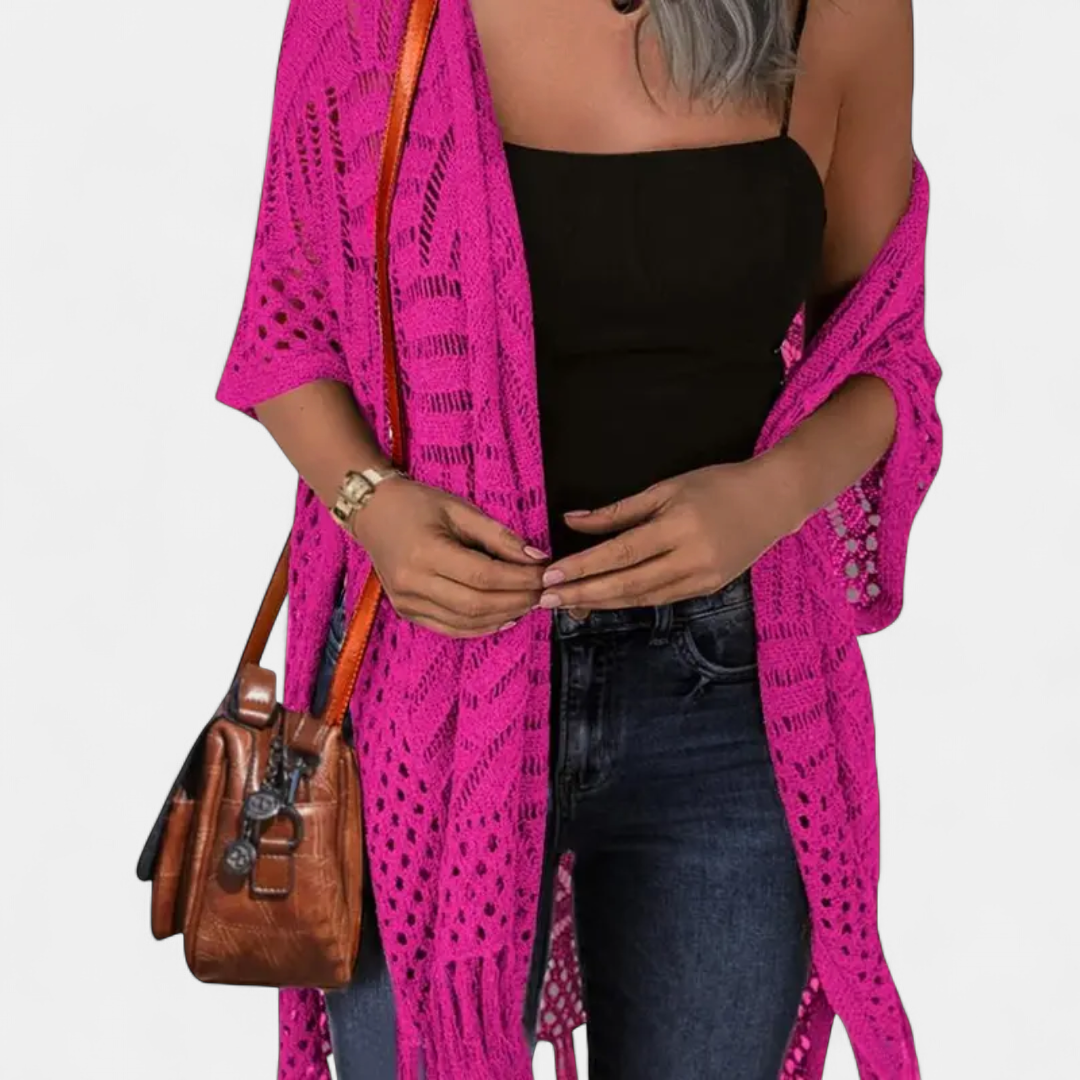 SOLÈNE | Boho Crochet Tassel Kimono Cardigan