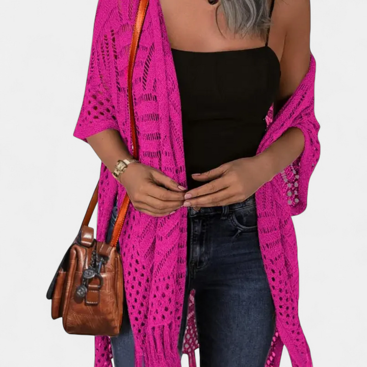 SOLÈNE | Boho Crochet Tassel Kimono Cardigan