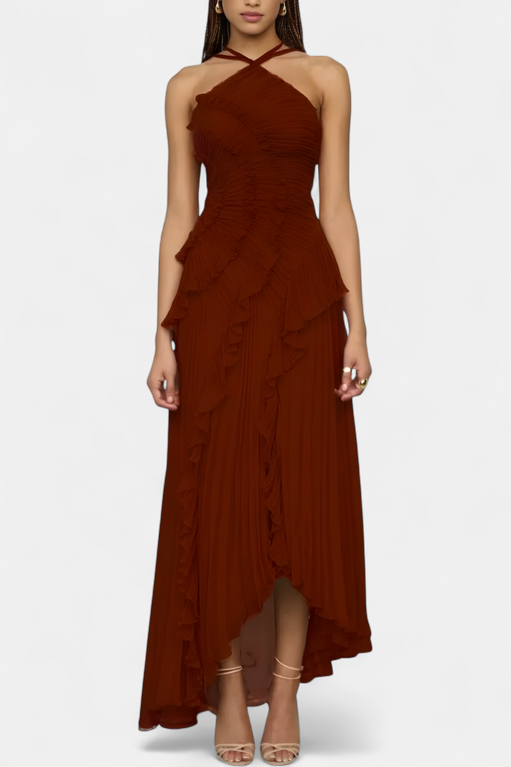 AMY | Sexy Ruffle Halter A-Line Dress