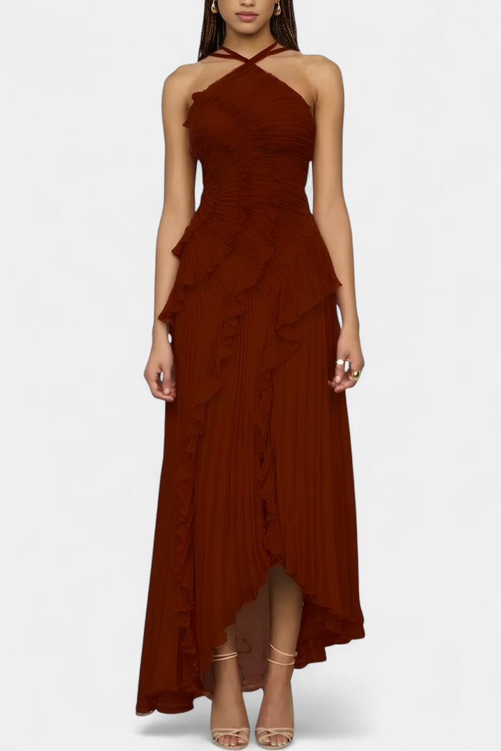 AMY | Sexy Ruffle Halter A-Line Dress