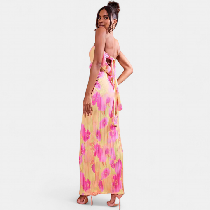 SARA | Casual Floral Backless Tie-Back Bodycon Dress