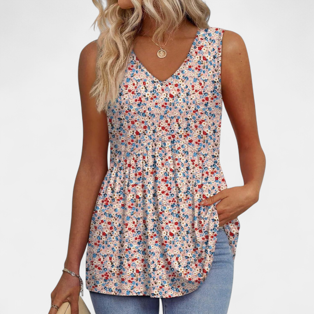 LUELLE | Printed Flowy Sleeveless Tank Top