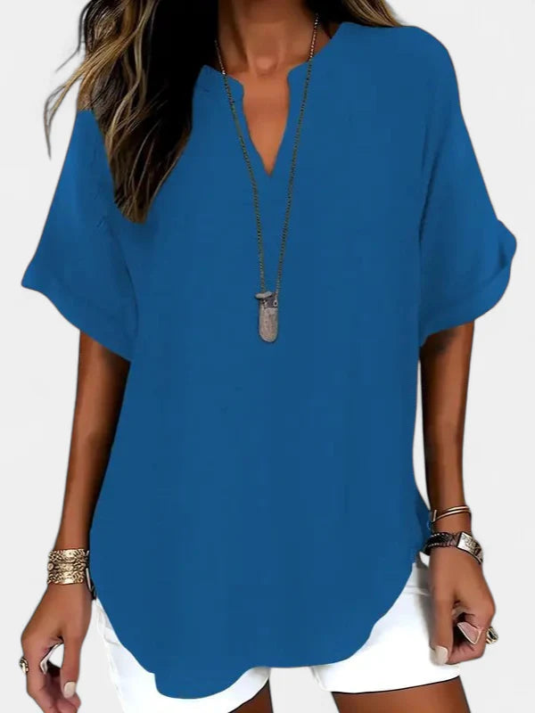 SEREIA | Casual Plain Short Sleeve Blouse