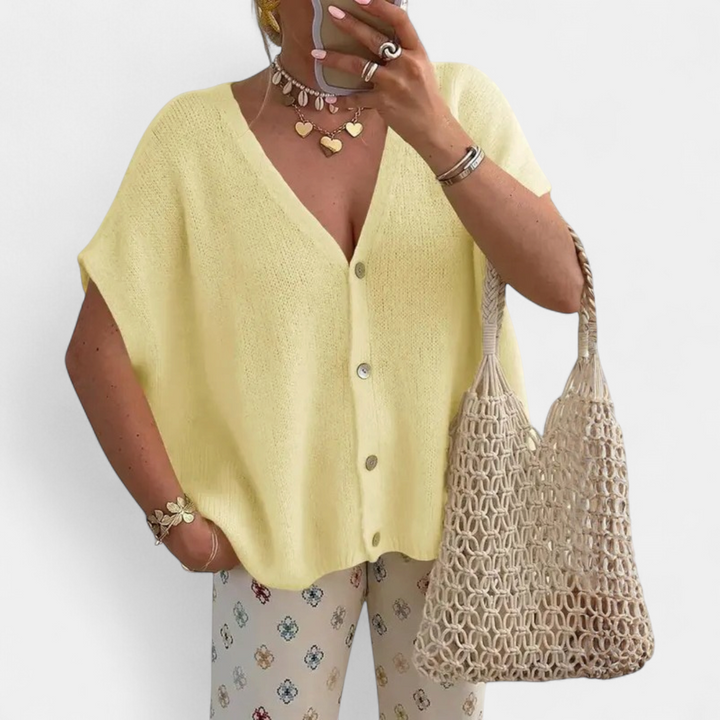 NELLIE | Hollow Knit Sleeveless Cardigan