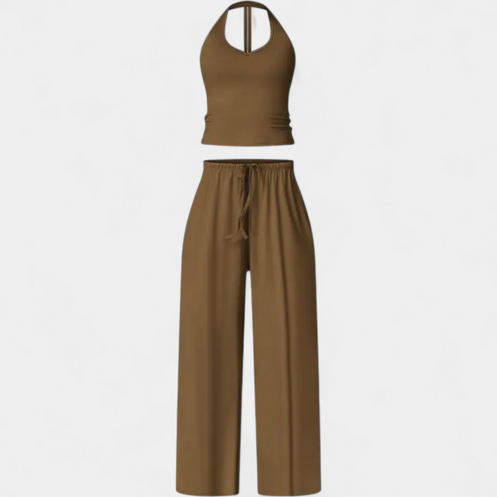 TEAGAN | Flare Leg Padded Sports Bra Fitness Suit 2 Piece High Waisted Pants With Padded Stretch Sports Bra Set