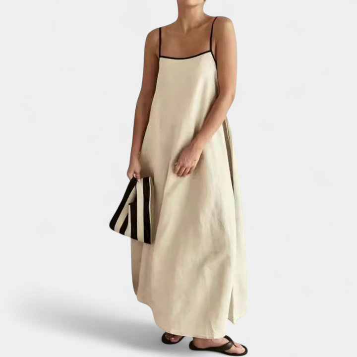 SOLÈNE | Contrast Linen Swing Maxi Dress