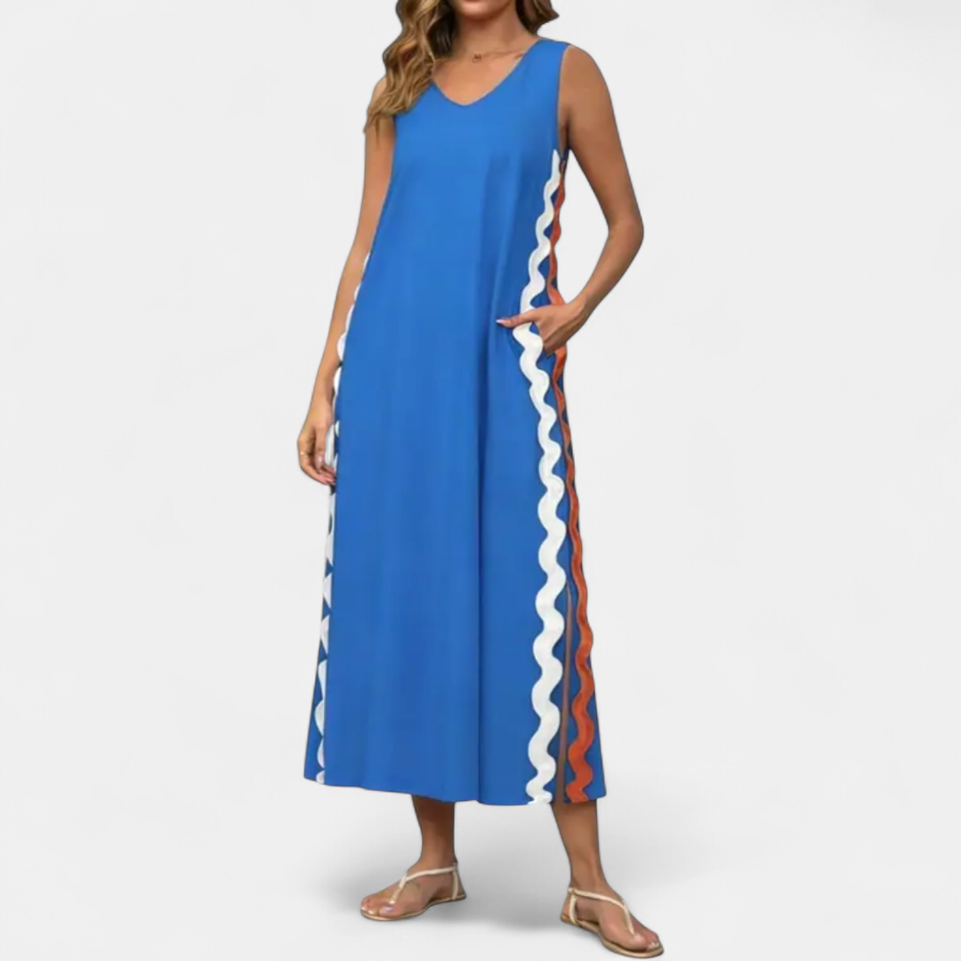 SELENE | Lace Trim Sleeveless Midi Dress