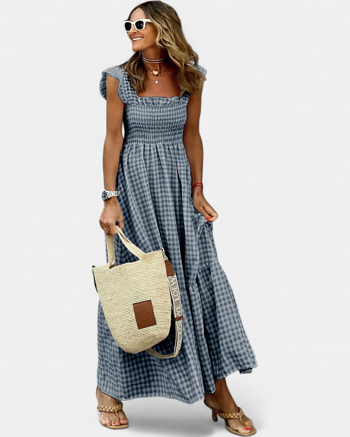 NANCY | Chic Retro Plaid Smocked Dress