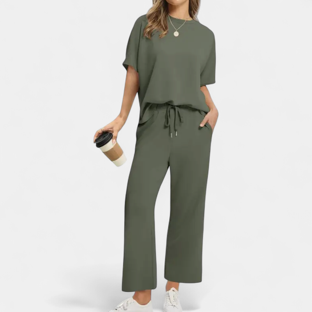 TALIA | Breezy Wide Leg Lounge Two Piece Set