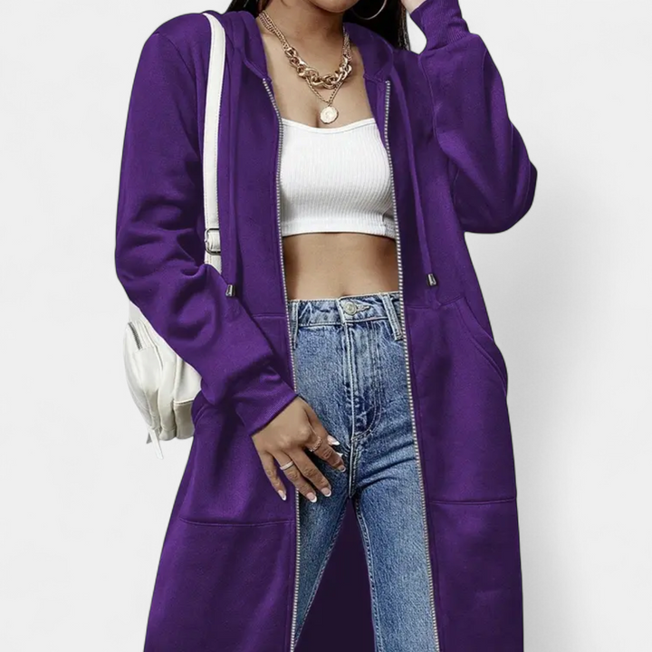 REESE | Cozy Letter-Print Zip-Up Hoodie Cardigan