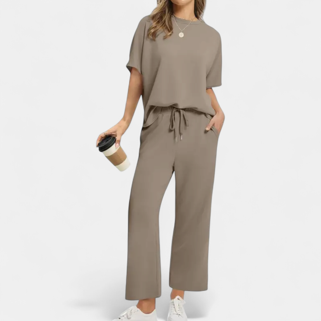 TALIA | Breezy Wide Leg Lounge Two Piece Set