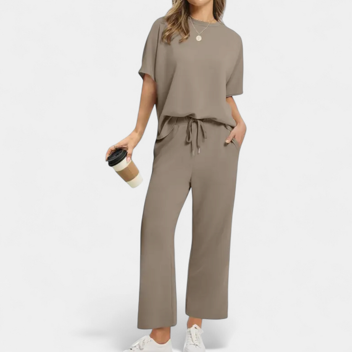 TALIA | Breezy Wide Leg Lounge Two Piece Set