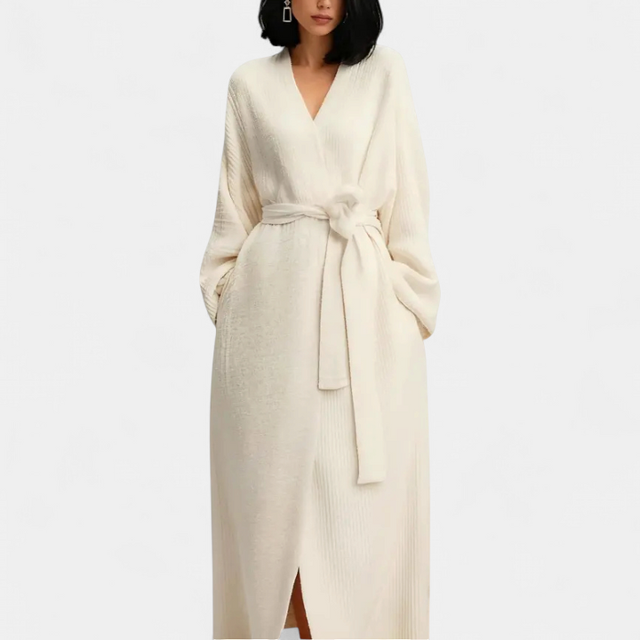 ADRINA | Cozy Longline Belted Knit Robe