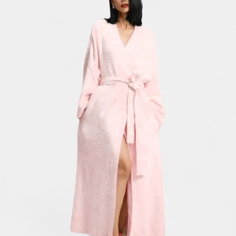 ADRINA | Cozy Longline Belted Knit Robe