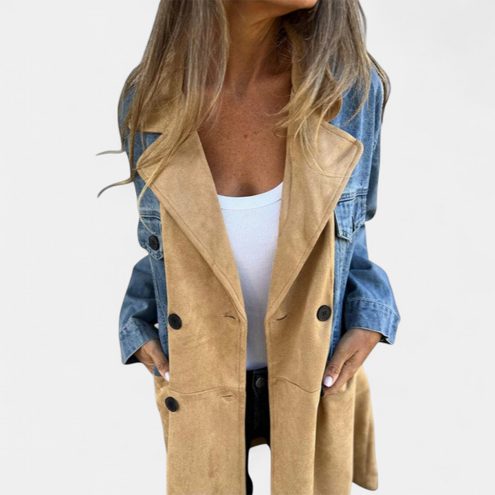 ELORA | Two-Tone Denim Trench